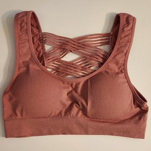 Pink Strappy Back Padded Sports Bra